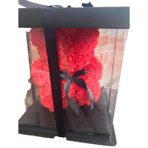 Rózsa maci dobozban 25 cm Piros Fehér Rózsaszín